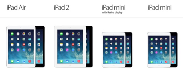 ipad air vs ipad mini size comparison