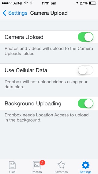 Dropbox's Camera Upload feature