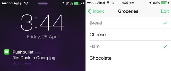 PushBullet can send files, lists and more to your iOS device