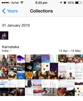 Collections view in Photos