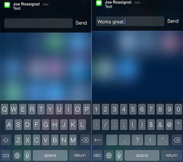 Quick Reply Interactive Notifications iOS 8