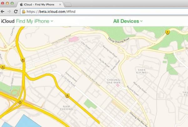 Apple Maps in Find My IPhone iCoud.com