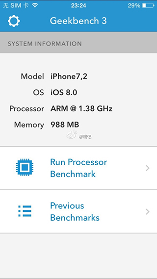 iPhone 6 Geekbench benchmark