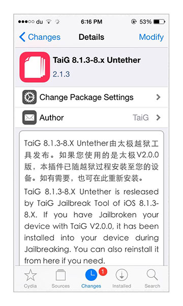 TaiG 8.1.3-8.x Untether package