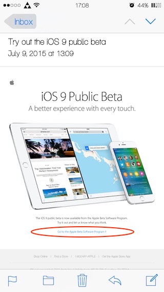 iOS 9 - Beta Email
