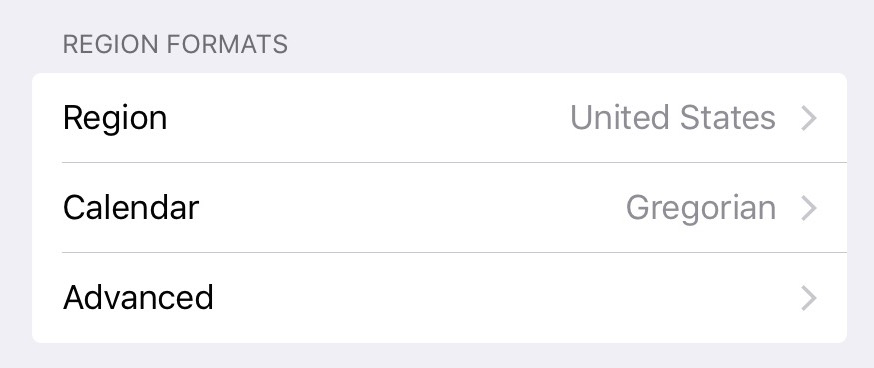 Region settings in iOS 9