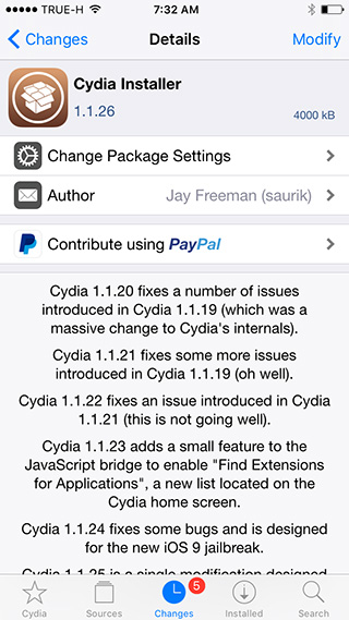 Cydia Installer 1.1.26 Update