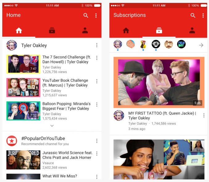 YouTube - Redesigned app