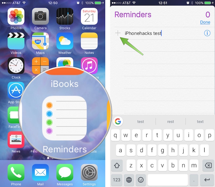 iPhone Reminders - list