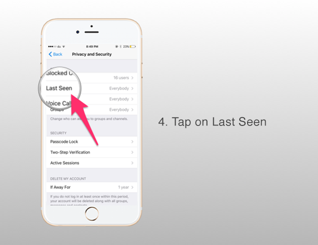 hide last seen timestamp telegram iphone
