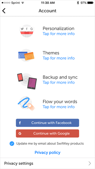 SwiftKey Keyboard Account