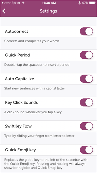 SwiftKey Keyboard Settings