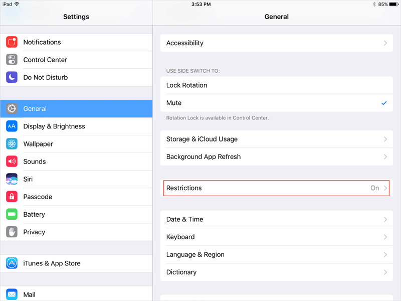 iPad Restrictions Main