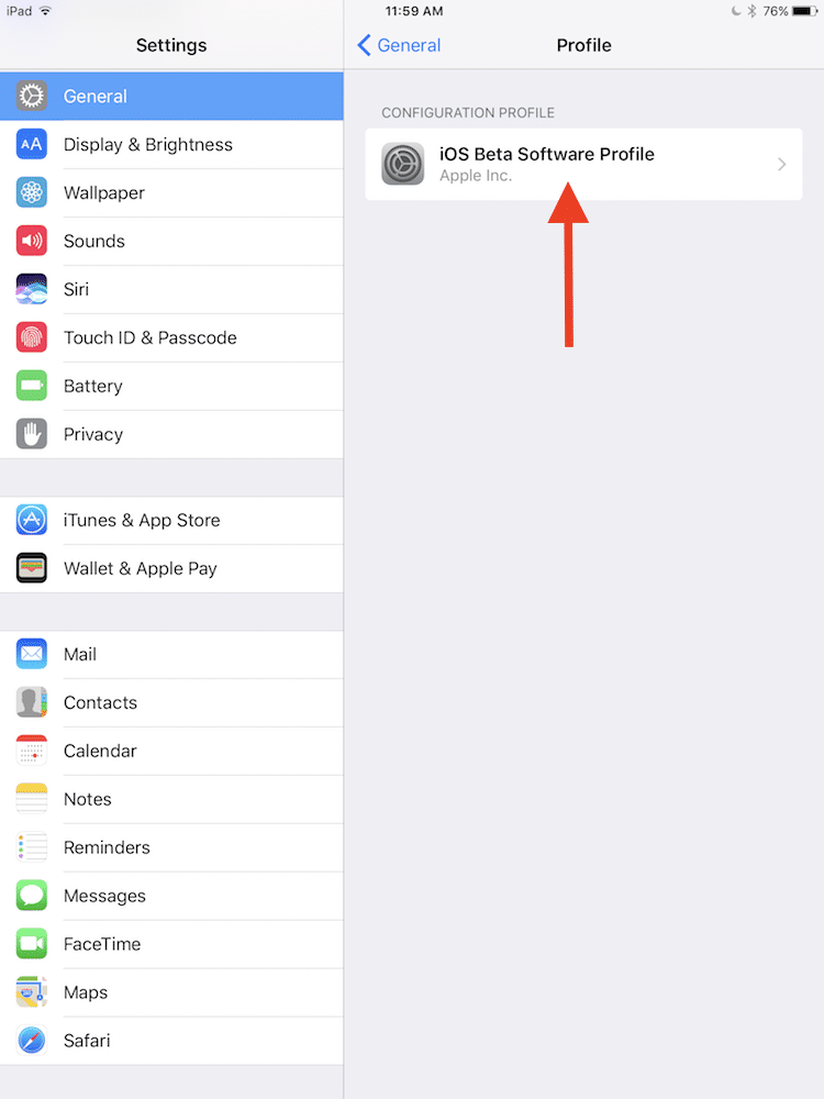 Not getting iOS 11.0.1 Update - Settings > Profile > iOS Beta Software Profile