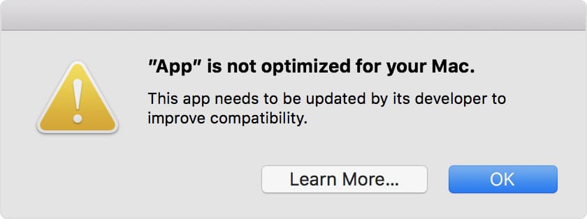 32-bit Mac App Not Optimizaed