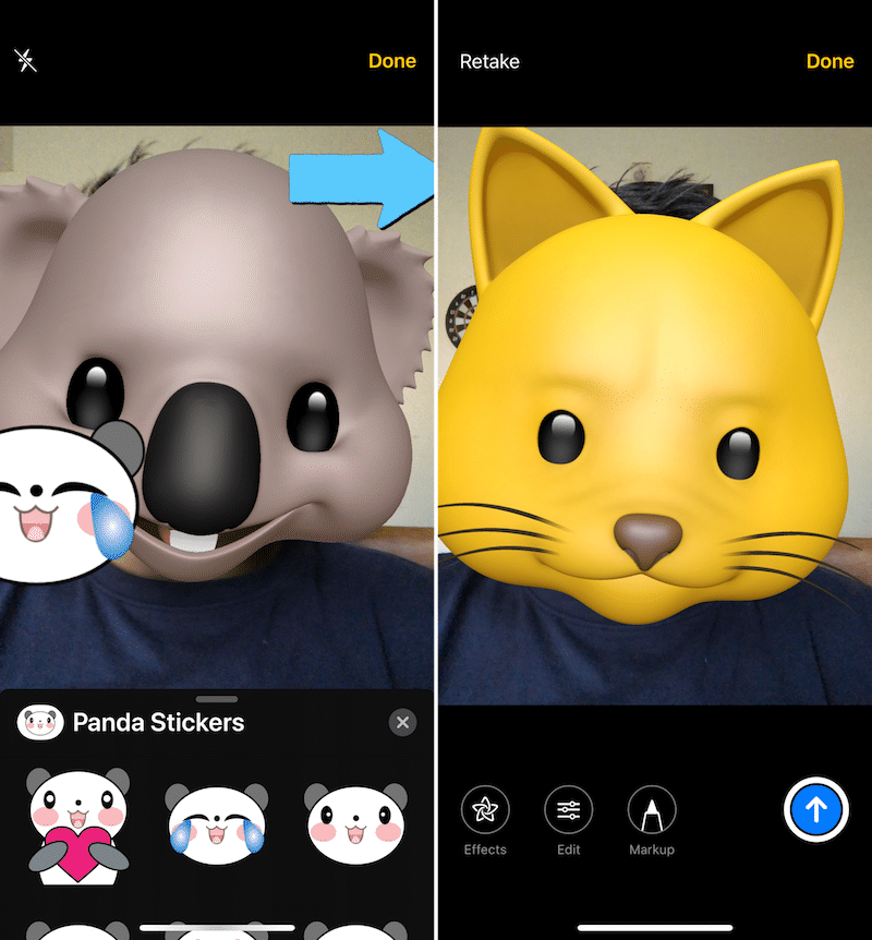 iOS 12 Sending Animoji In Camera