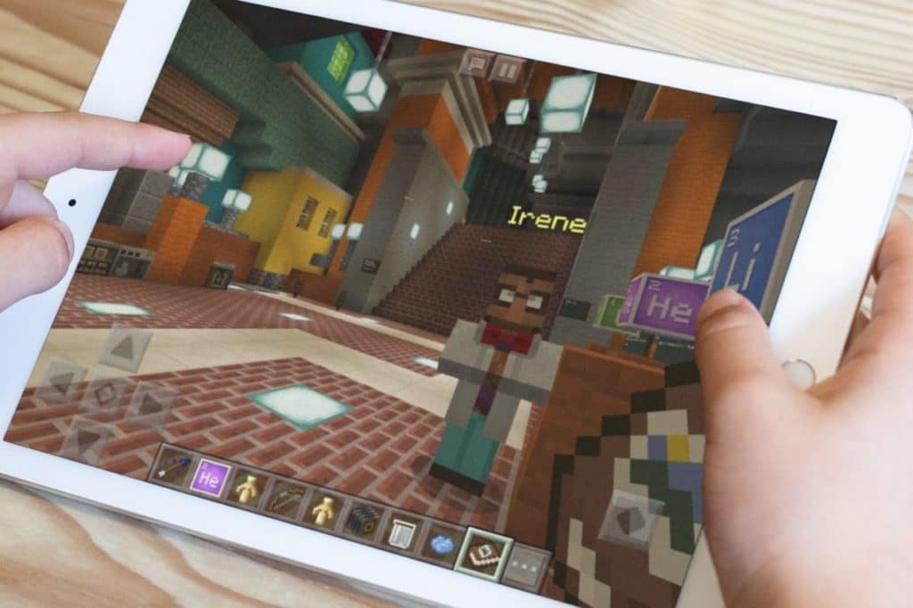 Minecraft: Education Edition running on an iPad