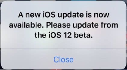 iOS 12 beta error