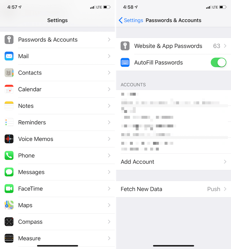 iOS 12 Autofill Passwords