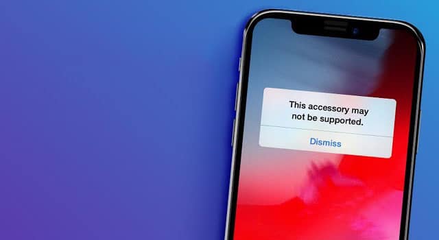iOS notification warning customers of a potentially dangerous accessory