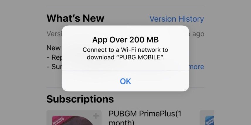 App Store Mobile Data Limit