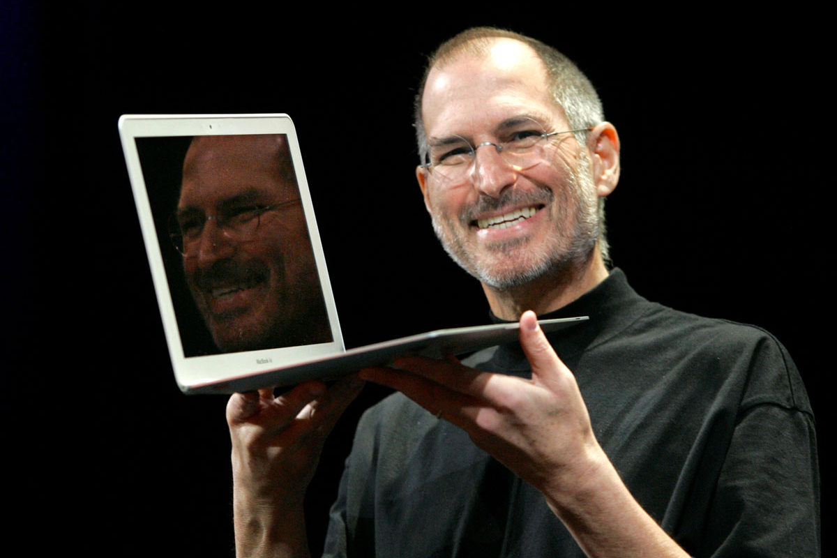 Steve Jobs Unveiling Apple MacBook Air During Apple Keynote