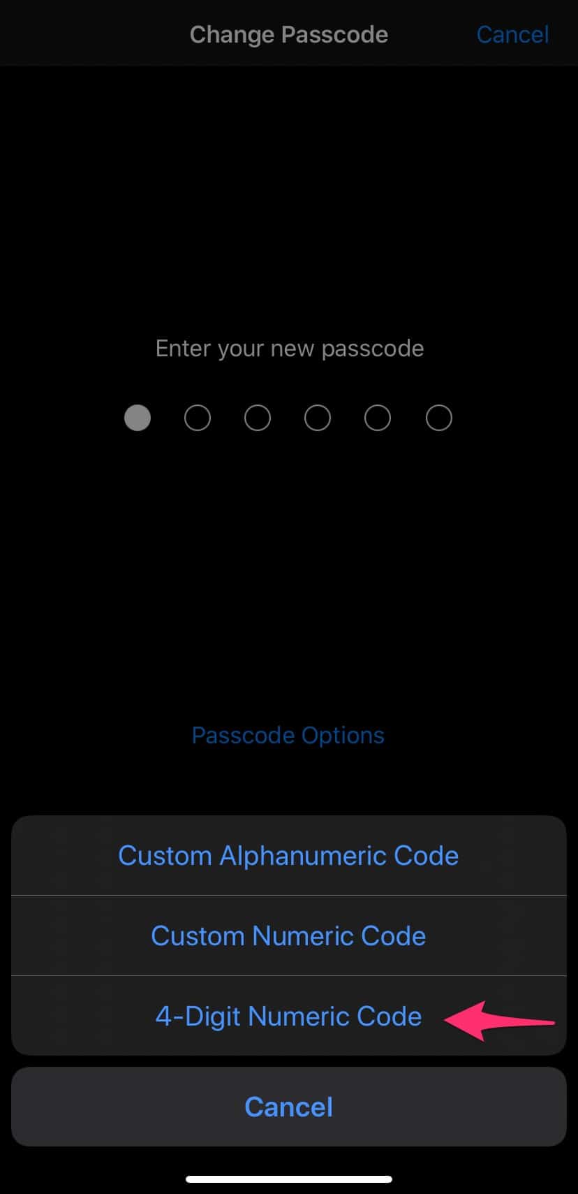 Switch to 4-digit passcode on iPhone