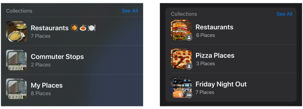 Apple Maps UI Concept - Collections Screen