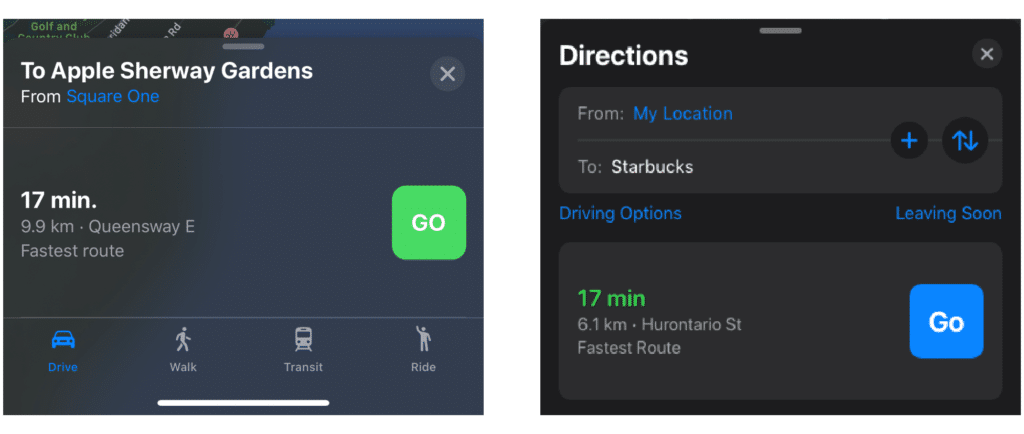 Apple Maps UI Concept - Directions Section
