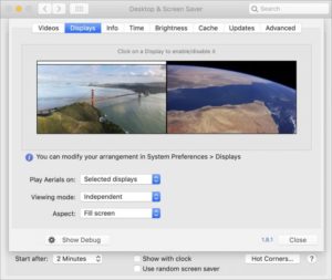 Aerial App For MacOS Multi Monitor Settings