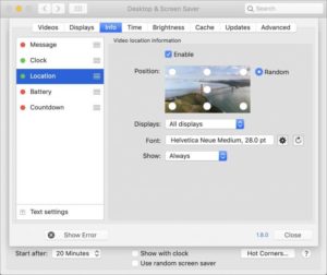 Aerial App For MacOS Onscreen Info
