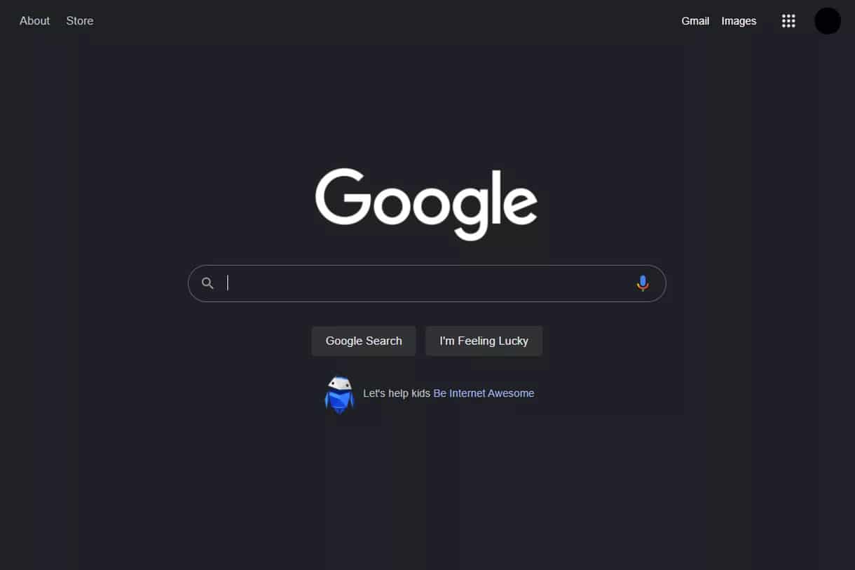 Google Search Dark mode