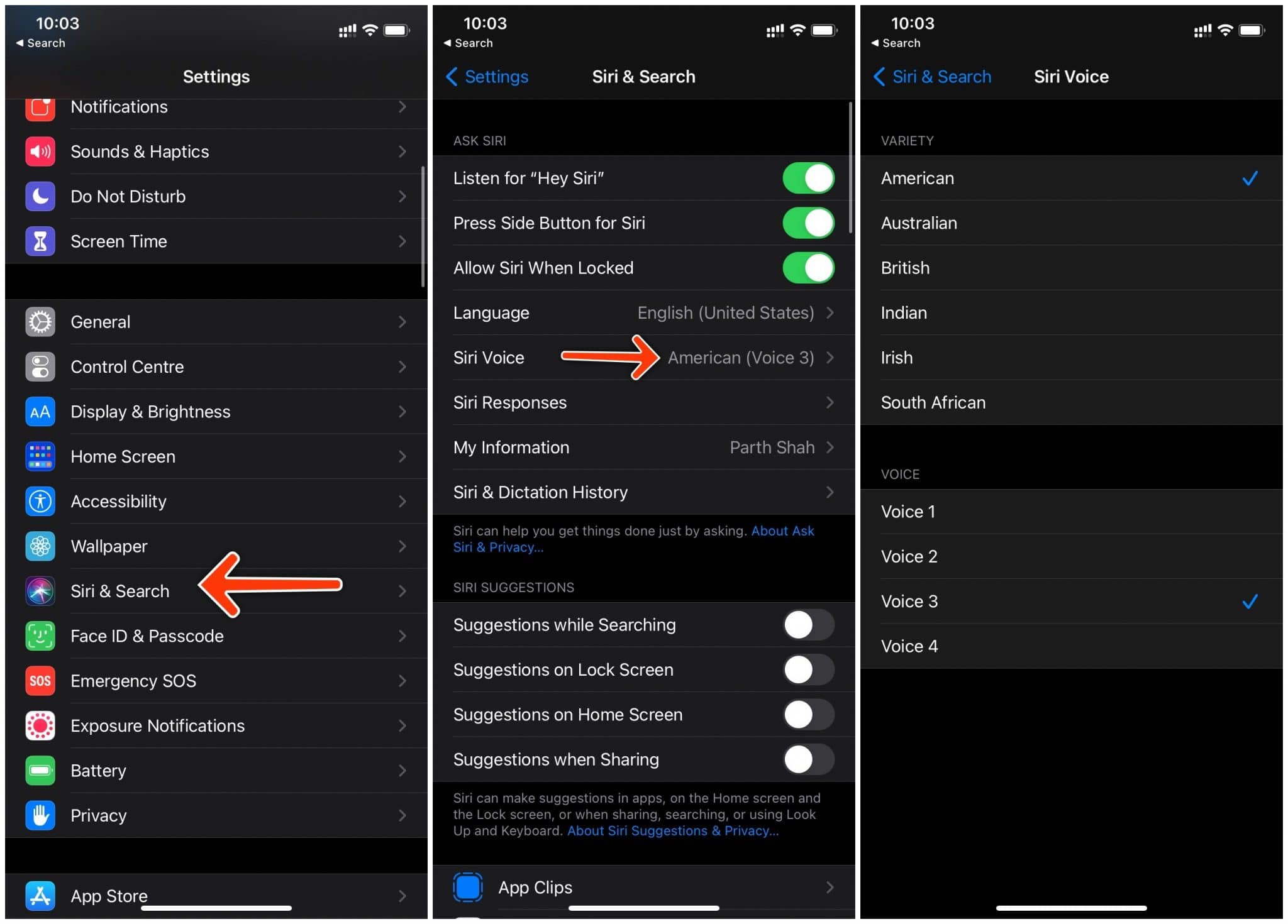 how to change siri call voice