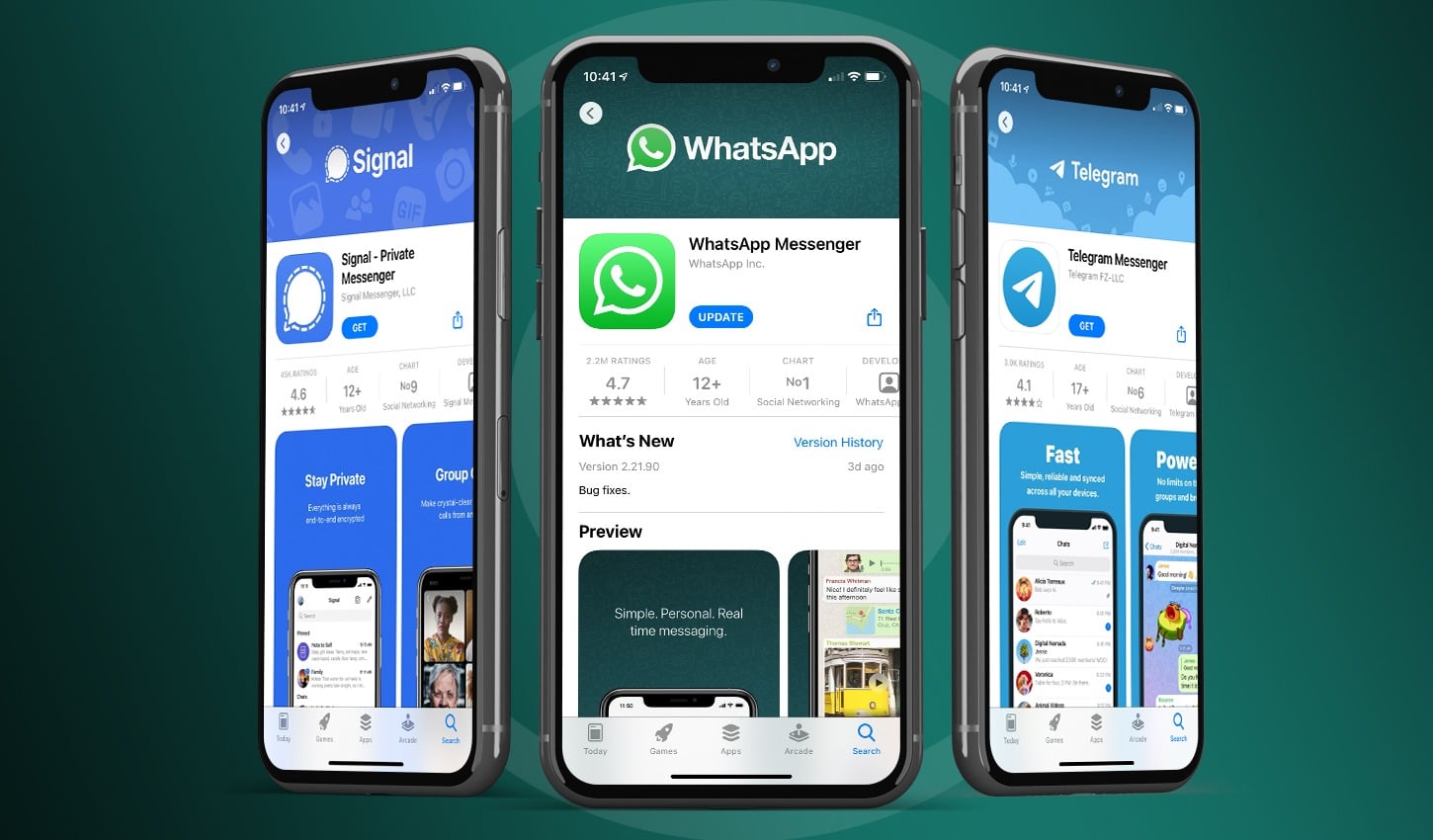 whatsapp signal telegram app downloads