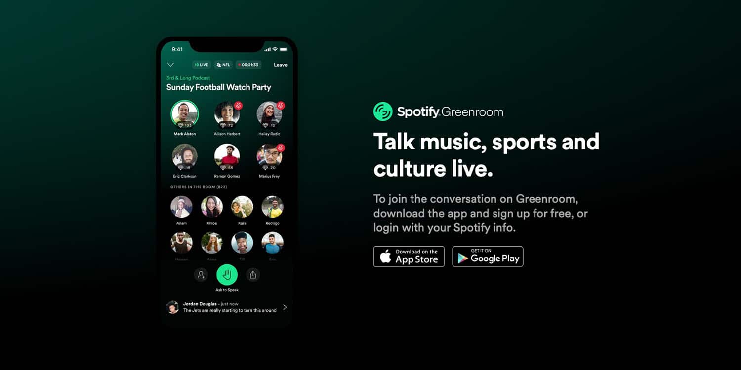 Spotify Greenroom Clubhouse competitor