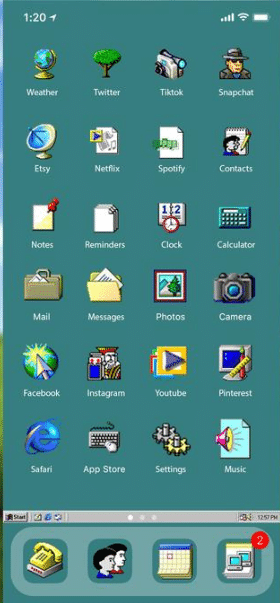 old windows iPhone home screen theme