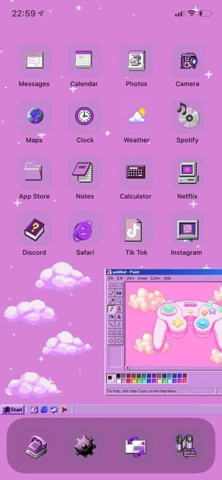 Pink Pixel Art icons for iPhone home screen