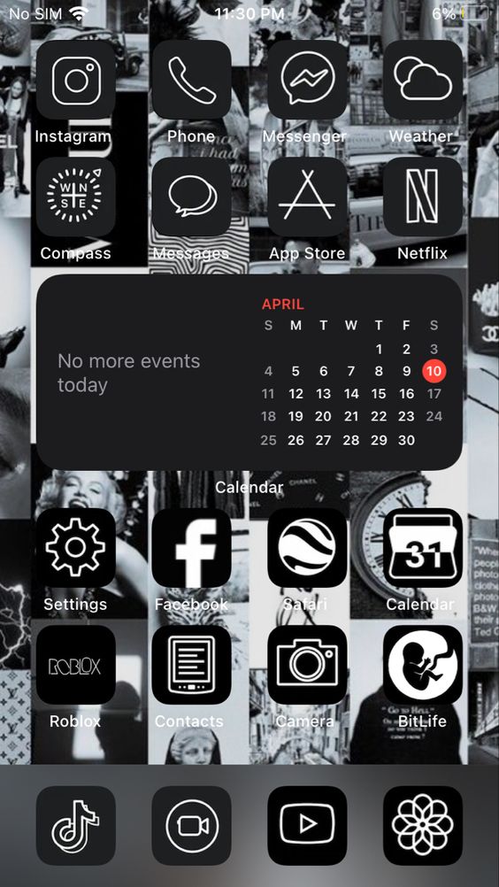 Black iPhone home screenn