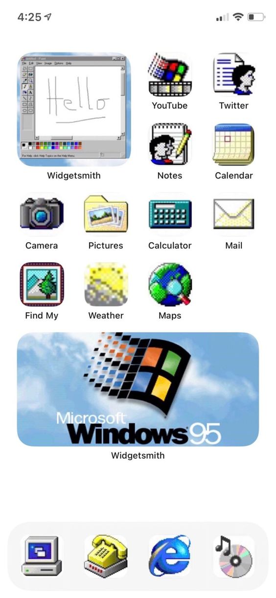 Windows 95 theme for iPhone home screen