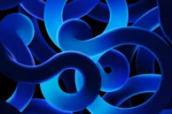 iPad Air Wallpaper Ribbons Blue Dark