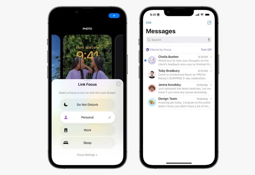 FOcus and Messages in iOS 16