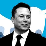 Elon Musk in front of Twitter Logo