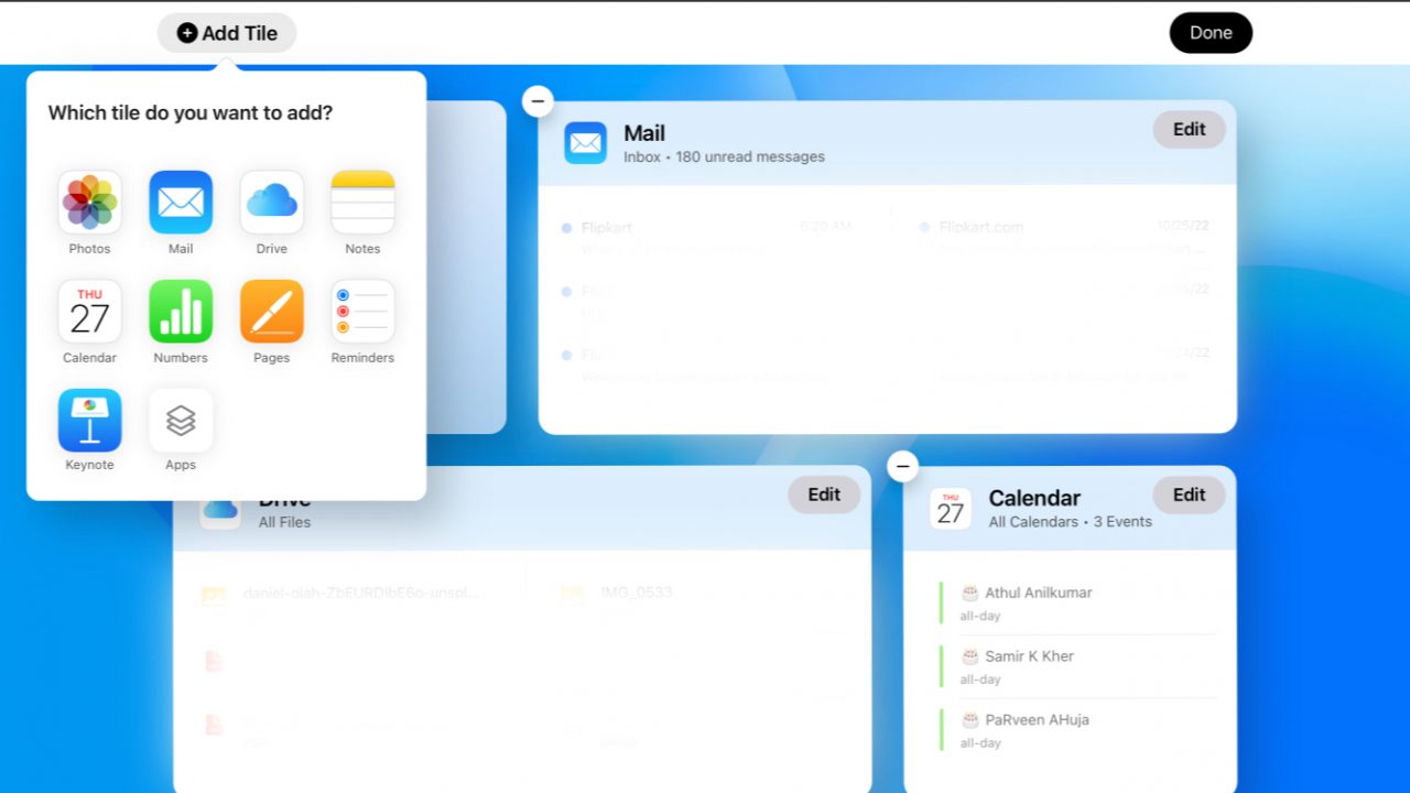 icloud dashboard