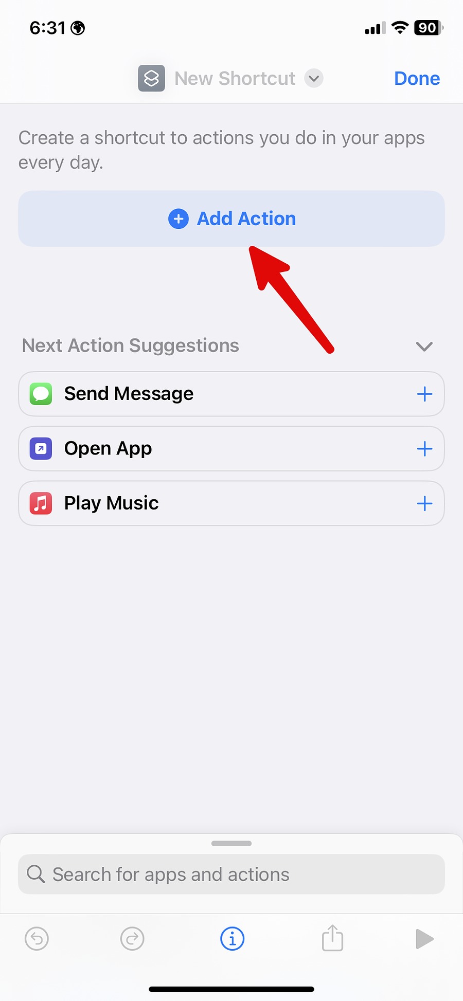 iOS 16.2: Add Action button in Shortcuts app